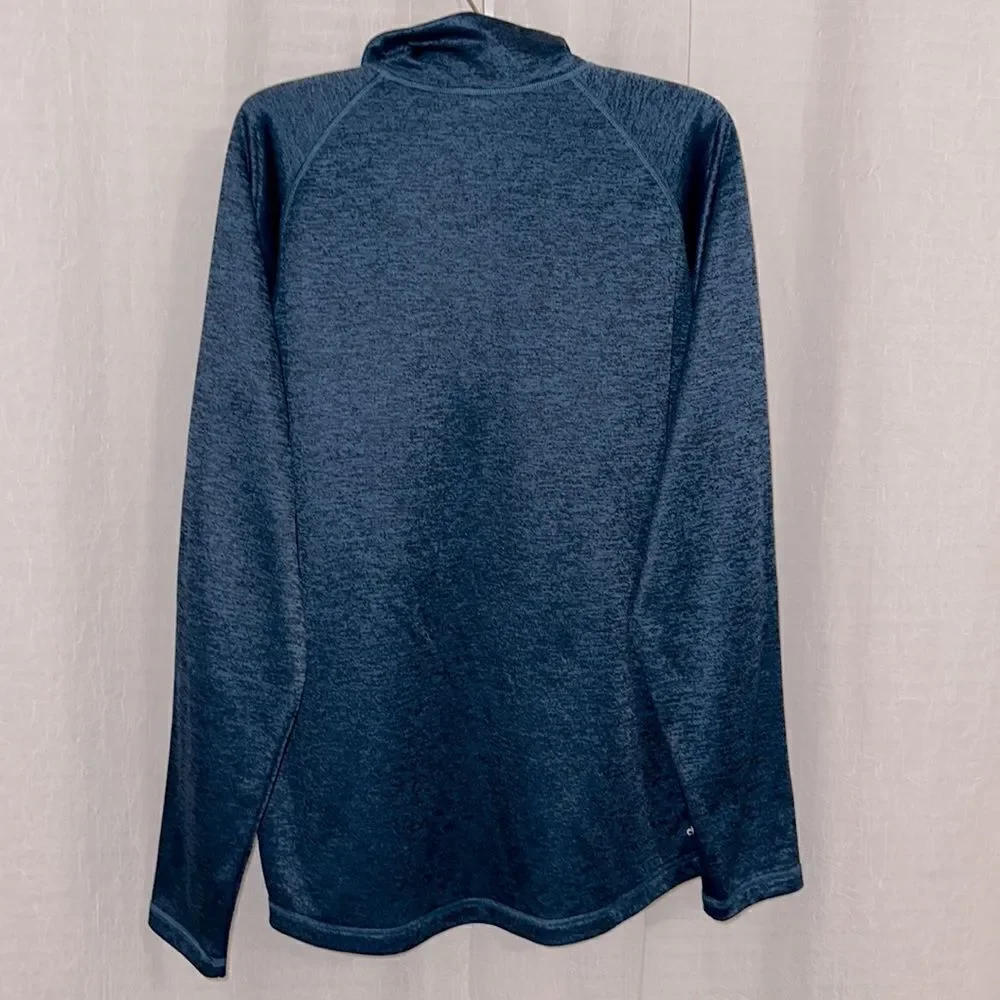 adidas L climalite Blue Black Heathered Quarter Zip Pullover Athletic Sweatshirt
